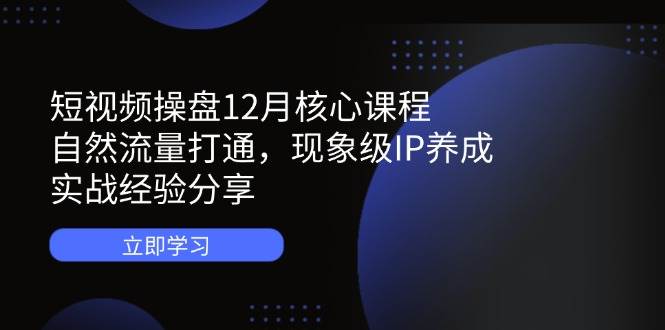 (14447期)短视频操盘12月核心课程:自然流量打通,现象级ip养成,实战经验分享 (14447期)短视频操盘12月核心课程:自然流量打通,现象级ip养成,实战经验分享