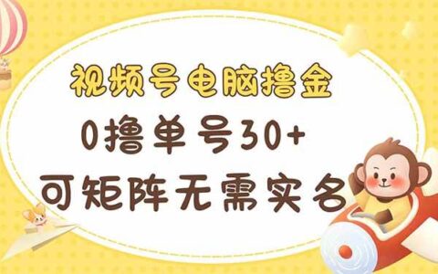 （14220期）视频号电脑撸金 0撸单号30  可矩阵 无需实名多号多得