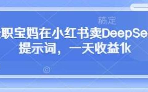 全职宝妈在小红书卖deepseek提示词，一天收益1k