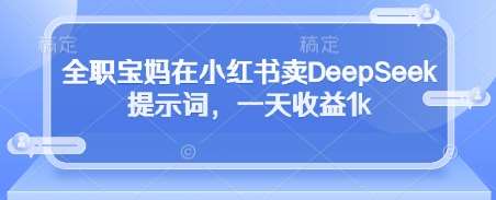 全职宝妈在小红书卖deepseek提示词,一天收益1k 全职宝妈在小红书卖deepseek提示词,一天收益1k
