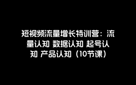 短视频流量增长特训营：流量认知 数据认知 起号认知 产品认知（10节课）