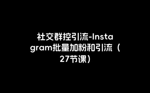 社交群控引流-instagram批量加粉和引流（27节课）